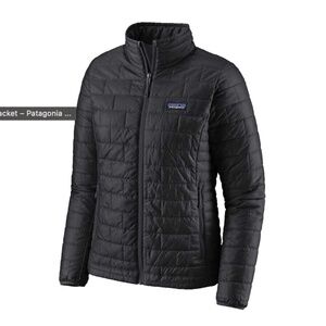 Patagonia Nano Puff Primaloft Womens M Black Jacket Lightweight Puffer Full Zip
